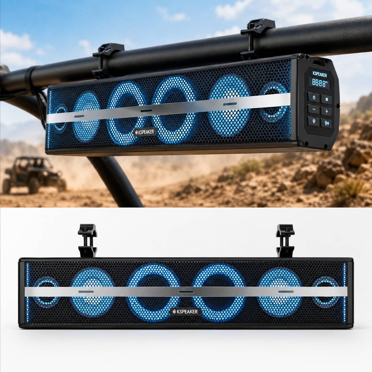 K100 25-Inch Waterproof RGB Bluetooth UTV Soundbar | KSPEAKER