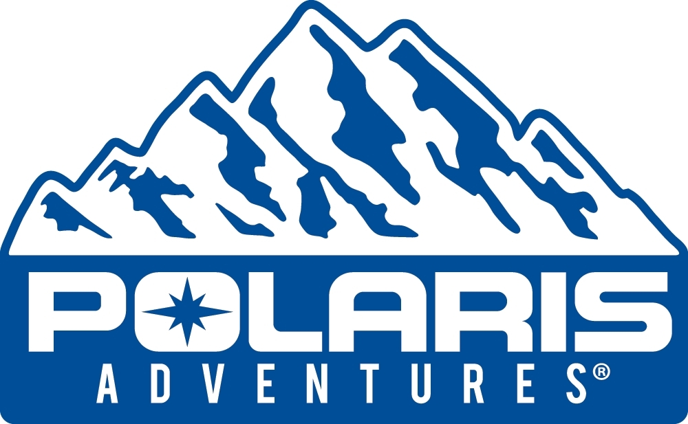 A blue and white stylized logo featuring rugged mountain peaks above the bold white text "POLARIS" with a star icon, and smaller "ADVENTURES®" text below
