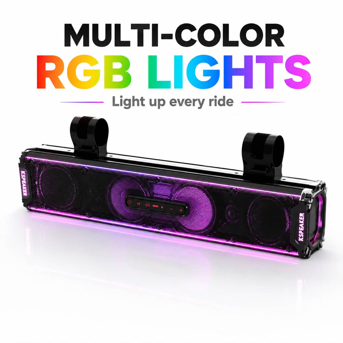 KSPEAKER K66 Plus 25-inch UTV soundbar with multi-color RGB lighting