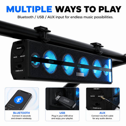 KSPEAKER K100 soundbar with Bluetooth USB and AUX input options for music playback