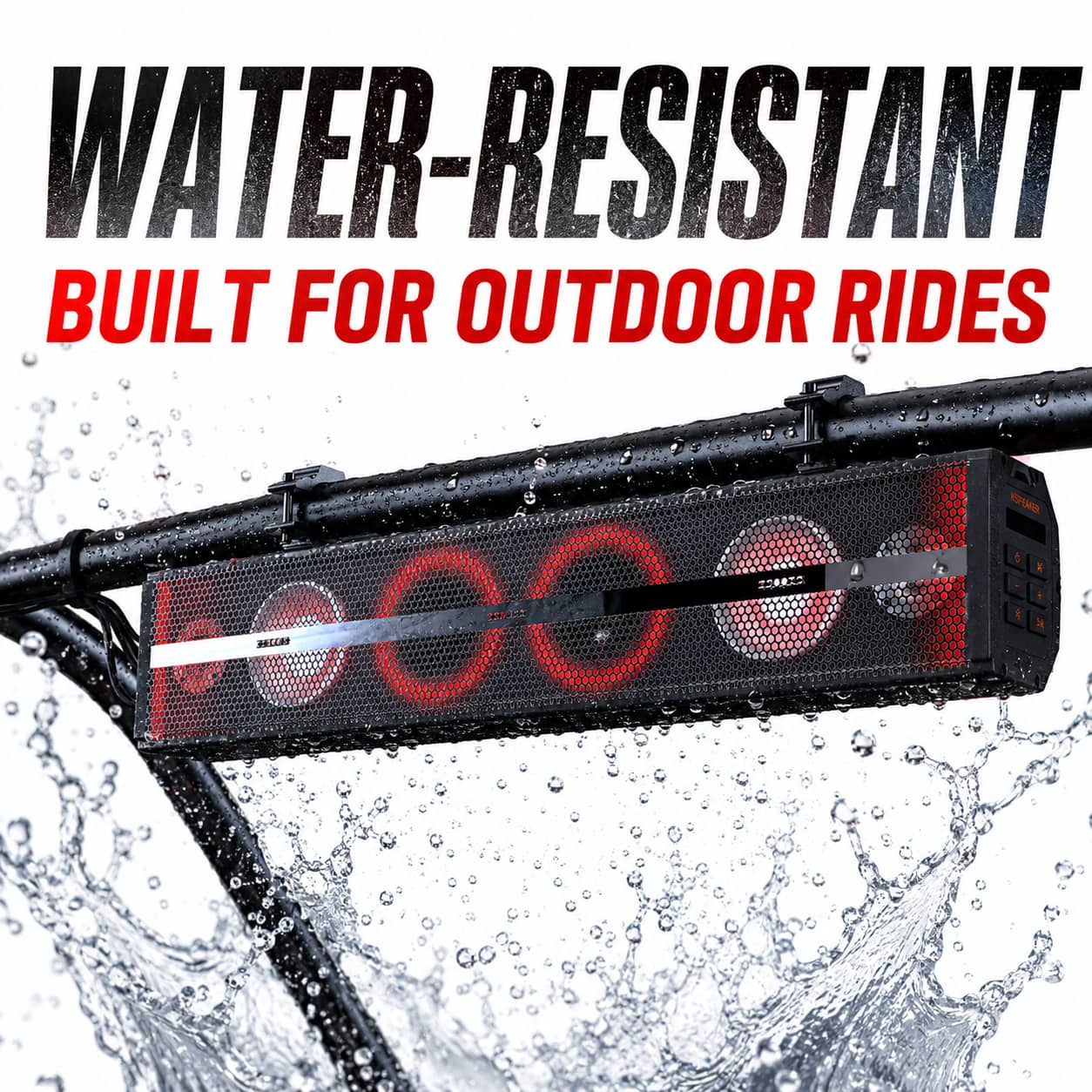 KSPEAKER K100 water-resistant soundbar built for outdoor UTV ATV and golf cart rides