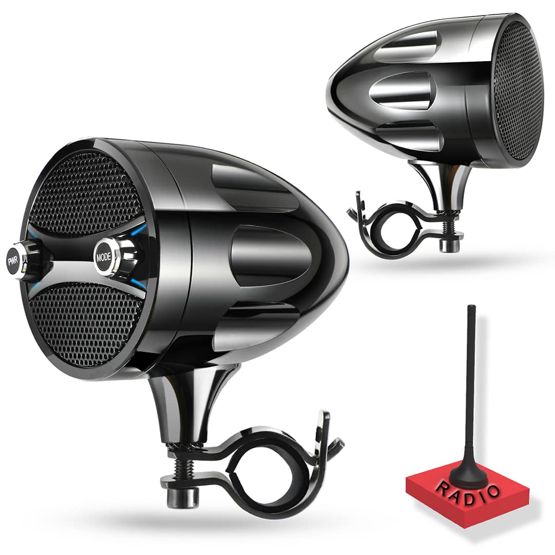 KSPEAKER S7BL black motorcycle Bluetooth speakers with FM antenna